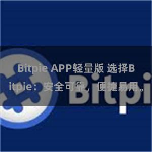 Bitpie APP轻量版 选择Bitpie：安全可靠，便捷易用。