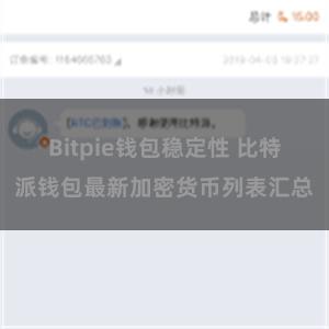 Bitpie钱包稳定性 比特派钱包最新加密货币列表汇总